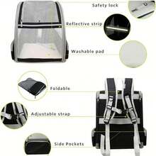 Breathable Mesh Dual-Shoulder Pet Carrier Backpack-Portable Travel Bag For Cats Foldable Design, With Free Small Blanket, Ideal For Carrying Pets During Outdoor Travel - Multicolor - View 8