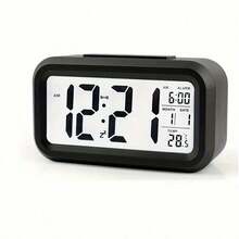 1 Pcs Upgraded Digital Alarm Clock, LED Display With Temperature Larger Lound Light Control Portable Calendar Brightness With Battery Powered Alarm Clocks Bedside - 1PC - View 8
