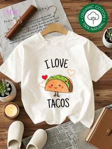 Camiseta de algodón purodeMujer,TallaS-M-L-XLdeAlgodónSuaveconEstampadodeTacosyCorazón,DiseñoDivertidoparaAmantesdelaComida,RegaloparaMujeresyNiñas,RopaInformaldeModaVestidosdeMujerVeranoInformalPerfectaparaTodos elloslasEstaciones del año,TopsparaSalirdeNocheparaMujer - Blanco - Ver 3
