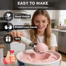 2000mAh USB-C Rechargeable Heated Ice Cream Scoop Plastic 304 Stainless Steel Max 70°C Heating Power Indicator Display 2oz Capacity 70Mins Long Standby Fast Scoop Hard Frozen Ice Cream Summer Kitchen Gadget With USB-C Charging Cable User Manual - White - View 3