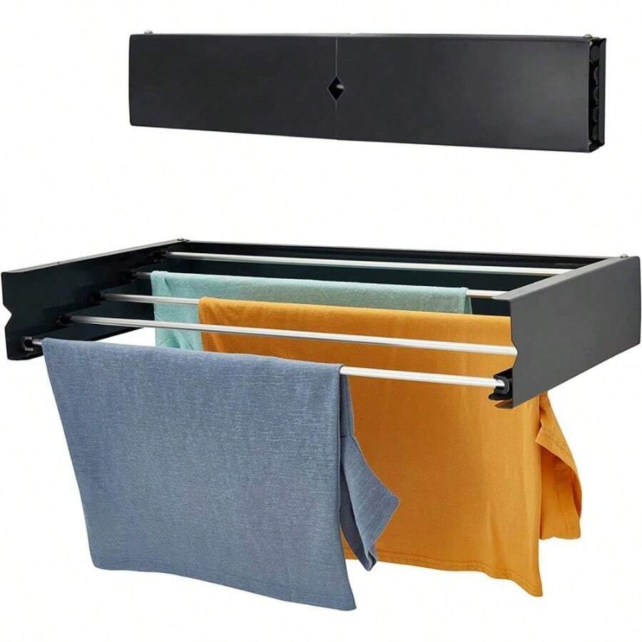Wall Mounted Clothes Drying Rack |  Retractable Laundry Clothes Airer | Collapsible Folding Washing Line Clothes Dryer, Indoor & Outdoor - Anthracite (Plain) - View 1