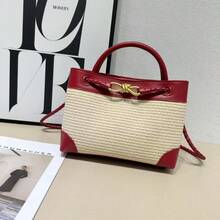 BV Bottega Small Andiamo Bolso de mujer tejido a mano en cuero genuino Bolso de bolso de mano tipo cubo con patrón tejido para mujer, bolso de marca, elegante bolso de mano para señora bolsa de regalo exquisita, bolso de bolso de mano de lujo para mujer, bolso cruzado de moda para mujer, adecuado para chicas, estudiantes estudiantes universitarios damas de oficina, madres de mediana edad para uso diario, compras oficina, clase, reuniones, citas, actividades al aire libre también un regalo ideal para Bolso bandolera para mujer, versión coreana, estilo ins, bolso de paja tejido, bolso de mano versátil de moda para el verano 2026. - Negro - Ver 4