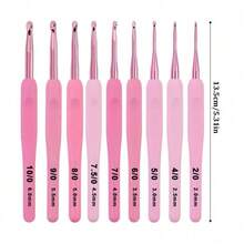 1 Set Crochet Hook Tool Kit, 8 Sizes (2.5-6mm), High-Quality Pink Crochet Hook Tool Set, Includes Pink Faux Leather Storage Bag, Embroidery Bag, Complete Basic Crochet Tools, DIY Crochet And Sweater Making Beginner Kit, Yarn Storage, Perfect Mother's Day Gift, Suitable For Mom And Grandma - C-Multicolor Set - View 6