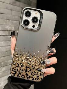Cheetah, Leopard Print 1pc Leopard Print Flat Pattern, IMD Laser Phone Case With Soft Edge And Hard Back, High Quality Compatible With Apple Models 17/17Pro/17Promax/16/16Plus/16Pro/16ProMax/15/15Plus/15ProMax/14/14Plus/14Pro/14ProMax, 13/13Pro/13ProMax, 12/12Pro/12ProMax, 11/11Pro Max - Black - View 3
