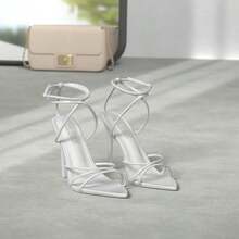 Cape Robbin Women's Strappy Pointy Open Toe Ankle Strap Stiletto Sandal- - 11 + 白色 - 查看 2