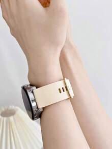 1件杏色矽膠手錶錶帶，相容於 Galaxy Watch 7 FE 6 5 4 40mm 44mm / Watch 5 Pro 45mm 44mm / Watch 6 43mm / Watch 4 Classic 46mm，經典款，22mm 20mm 戶外運動瑜伽健身，防水防汗矽膠手錶錶帶，適合女性，母親節、教師節禮物，智慧手錶配件，手錶錶帶 - 杏色 - 查看 6