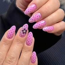 30pcs Press On Nails Wear Nails Almond Shaped Fake Nails, Polka Dot Nails,Cute And Simple Nails,AB Sparkling Diamond Decorative Nails,Flower Patterns Decorate Nails,Summer Nails,Y2K Nails,Full Coverage Glossy Daily Fake Nails, Reusable For Women, Easy To Wear And Remove, Equipped With Jelly Glue And Nail Filing Nail Supplies, Vacation ,Suitable For Parties, Dances, Etc - Multicolor - View 8