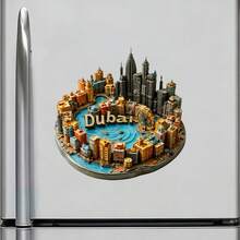 Pemandangan Langit Gurun Dubai yang Terpantul di Perairan Biru, Magnet Tempat Bertemunya Hari Esok dan Keabadian, Kenang-kenangan untuk Kulkas, Dapur, dan Dekorasi Rumah. - A - View 3
