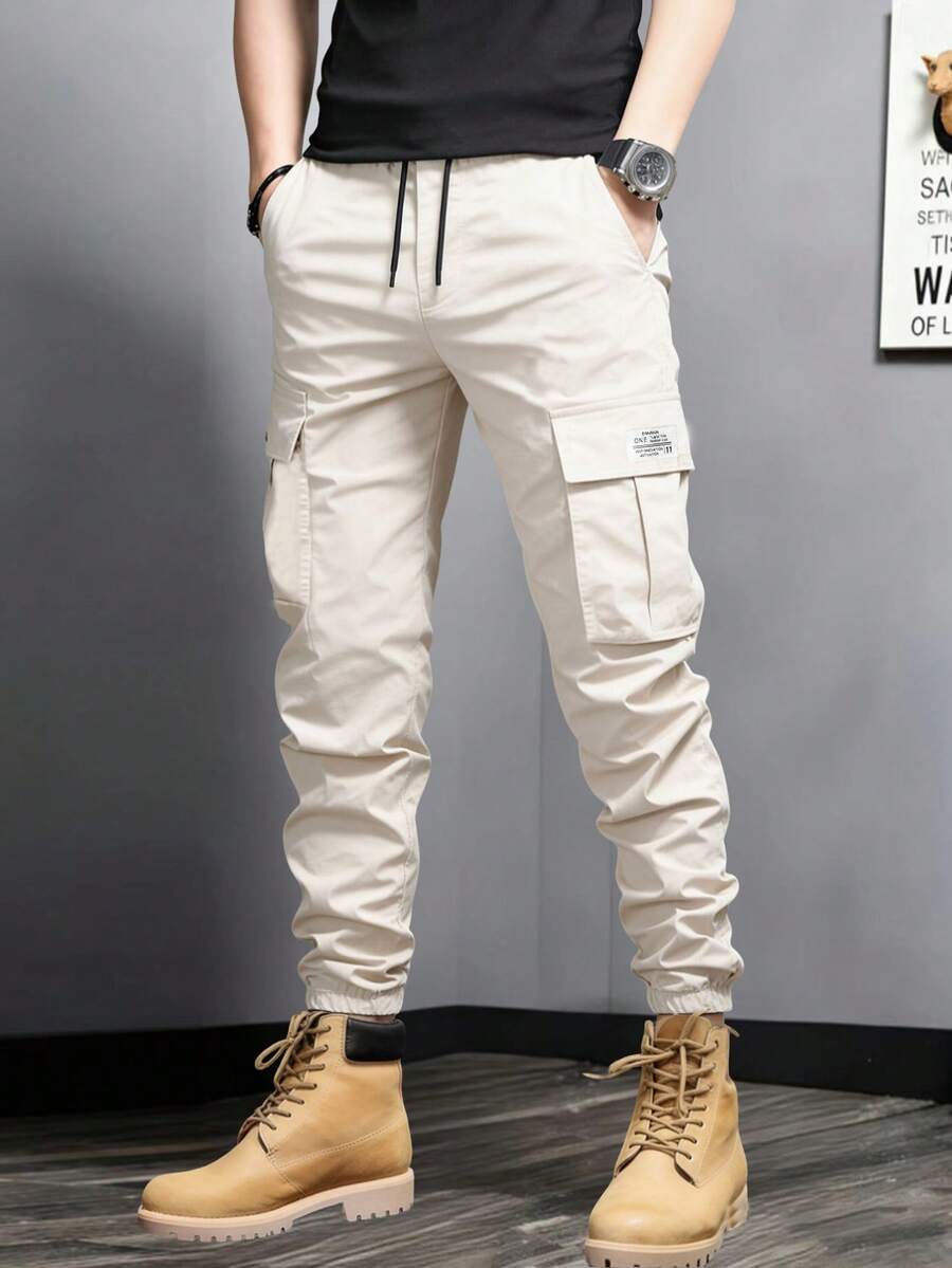 Spring/Autumn New Men's Cargo Pants, Multi-Pocket Loose Casual Minimalist Versatile Japanese Style Jogger Pants, Runs Small, Recommend Ordering One Size Up - Khaki - View 1