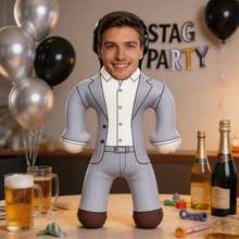 1 boneco inflável personalizado com o rosto do noivo, presente divertido e personalizado para festa de aniversário na praia, presente engraçado para despedida de solteiro, presente para noiva, boneco inflável, lembrancinha de casamento, Dia dos Pais, ocasião especial - Multicolorido - Ver 5