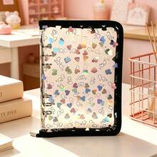 6 Colors A5 PVC Photocard Binder Holographic Heart Clear Photo Album Sticker Organizer Book With Zipper 6-Ring Loose Leaf Collect Book - A5 - View 2