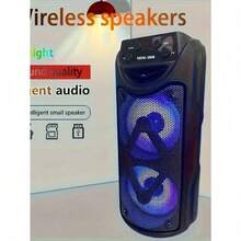 Speaker With Dual 3-Inch Speakers, For Outdoor Use, With LED Light, Plug-In Card, USB, Microphone Connection - Black - View 7