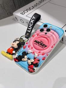 Disney Mickey & Minnie Mouse Phone Case With Mickey And Minnie Charm And Lanyard - Cute Mickey And Minnie Protective Case With Kiss Pose And Heart Background Design, Equipped With Delicate Mickey And Minnie Decorative Lanyard And Beaded Bracelet For Easy Carrying, Compatible With IPhone 17, 16, 15, 14, 13, 12, 11 Pro Series, Ideal For Birthdays, Holidays, Anniversaries, Graduation Gifts, Or Any Special Occasion To Surprise Family, Friends, Classmates, And Loved Ones. - 白色 - 查看 7