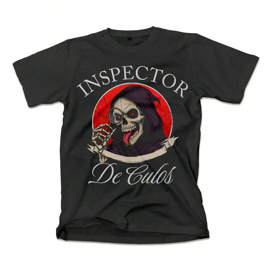 Remera Basada Inspector De Culos Calavera Meme Graciosa - Negro - Ver 1