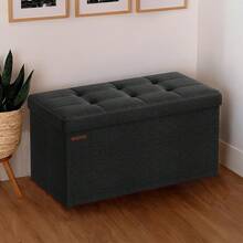 Storage Bench, 76cm Storage Ottoman, Storage Chest, Footstool - 黑色 - 查看 10
