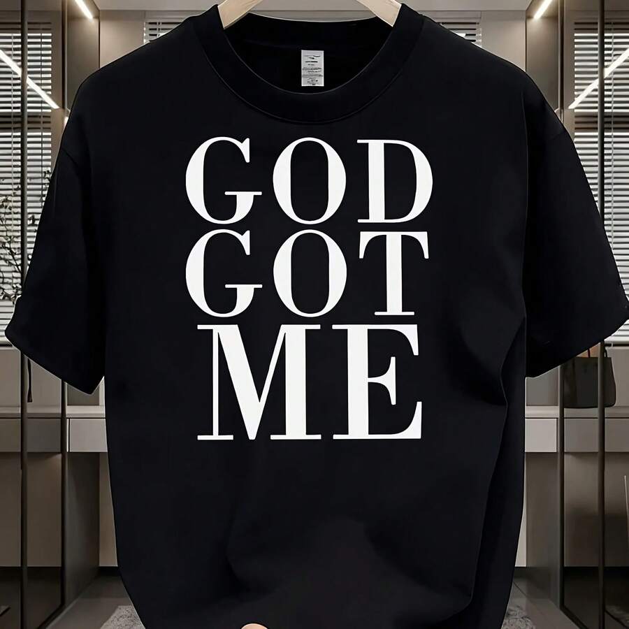 Camiseta con estampado de letras GOD GET ME para hombre - Camiseta de manga corta transpirable que absorbe la humedad - forma - Ver 1