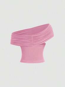 Camiseta de tirantes ajustada de un solo color con 3 formas de usar para mujeres - Rosa coral - Ver 10