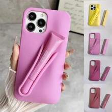 Silicone Phone Case With Lip Gloss Holder Back Stick On Holder For 17/16/15/14/13 Pro Max Plus 17 Air Valentine's Day Fundas Para Custom Phone Case  Fundas Pink Phone Case Cute Phone Cases - Lemontini - Xem 4