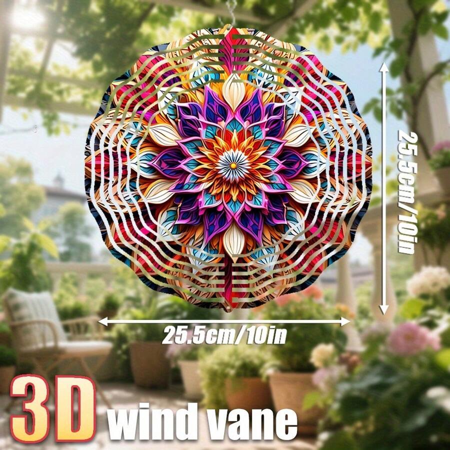 1个3D“精美曼陀罗花瓣设计”10 x 10英寸旋转挂钩，360° DIY创意艺术旋转器 - 送给亲朋好友的完美节日礼物（不含吊坠），款式随机 - A - 查看 1