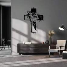 Decoración de pared para jardín exterior con impresión plana 2D de Jesús, decoración de pared de arte de la cruz, colgante de pared cristiano para interior y exterior, decoración del hogar, decoración de habitación, regalo de decoración de pared, cumpleaños y graduación - Negro - Ver 9