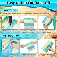 2 Pcs Arm Floaties PVC Inflatable Arm Band Striped Pool Floats Sleeves Swimming Float Rings For Adult Girls And Boys Water Sports Learning Swim Training Summer Beach Party, Pool Inflatable, Beach Essentials, Pool Float - Green - View 7