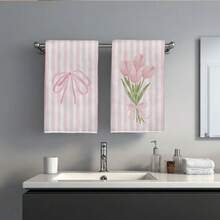 MEMNUN 2件裝粉色條紋蝴蝶結鬱金香印花廚房抹布 40*60cm/45*70cm 超細纖維現代柔軟洗碗布 手巾 家居裝飾 廚房裝飾 烹飪烘焙手巾 廚房配件 可機洗 日常清潔用品 適用於餐廳廚房 節日裝飾與禮物 全季節 - 彩色 - 查看 9