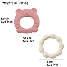 1 Set Of 2 Silicone Cartoon Bear Teething Rings, Baby Teething Toys, Anti-Bite Chew Stick - Multicolor - View 3