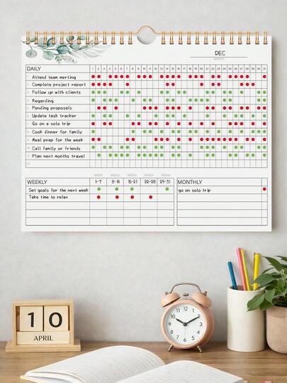1 pezzo Pianificatore Habit Tracker, Quaderno Mensile a Spirale di Alta Qualità con Impostazioni Obiettivi e Routine Quotidiane, Organizzatore Progressi Giornalieri Settimanali e Mensili, Pianificatore da Scrivania per Forniture per Ufficio e Ritorno a Scuola