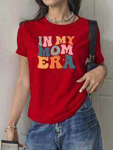 short-sleevePlayera Estampada de MujerPlayera Estampada de MujerFrase colorida In My Mom Era que celebra el cari? o y la fuerza maternal transmitiendo nostalgia y orgullo familiar camiseta para mujer algodón suave y cómodaFashionable women's clothingCuello Redondo Algodón Tejido Suave Manga Corta Transpirable y FrescaCuello Redondo Algodón Tejido Suave Manga Corta Transpirable y Fresca100% Cotton - Rojo - Ver 7