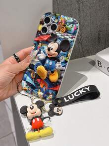 Disney Mickey Mouse Phone Case With Mickey Charm And Lanyard - Cute Mickey Protective Case With Alice In Wonderland Themed Background Design, Equipped With Delicate Mickey Decorative Lanyard And Beaded Bracelet For Easy Carrying, Compatible With IPhone 17, 16, 15, 14, 13, 12, 11 Pro Series, Ideal For Birthdays, Holidays, Anniversaries, Graduation Gifts, Or Any Special Occasion To Surprise Family, Friends, Classmates, And Loved Ones. - trắng - Xem 4
