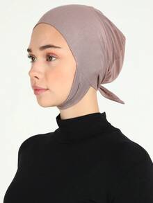 1 pieza Gorro de cuello de seda de leche con correa elástica, gorro turbante ajustable con pelo oculto, multicolor - pañuelo elástico para la cabeza - Ver 5