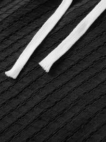 2件組男士棕色華夫格針織無袖背心與短褲套裝，透氣紋理休閒男裝，度假風，可機洗，適合夏威夷夏季假期，百搭無袖套裝，寬鬆版型，若不喜歡寬鬆版型請訂購小一號 - 黑色 - 查看 10