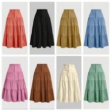 Liuhan Modas Ata Decintura Skirt In Sordaeminina Color With Pleated Three-Tiered Trim - 隨機顏色 - 查看 1