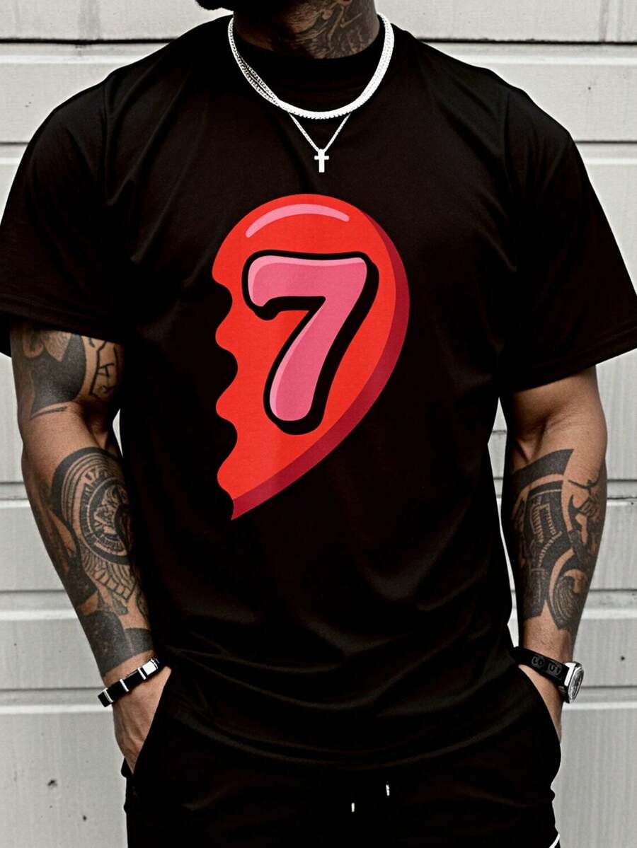 100% Cotton 67 Valentines Couple Shirt 67 Hearts Matching Valentine T-Shirt Cotton Women Clothing Black Top Graphic Tees Men Christmas Clothes - 黑色 - 查看 1