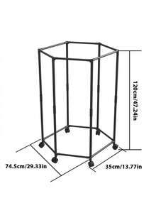 1PC Hexagonal Rotating Clothes Hanger With Wheels, Freestanding Hanger Portable Metal Garment Rack For Laundry Room Storage Display Organizer - Multicolor - View 8