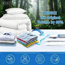 5 piezas Bolsas de almacenamiento al vacío ahorradores de espacio con bomba manual, bolsas organizadoras de plástico comprimidas para ropa y mantas, ideales para viajes y decoración navideña, almacenamiento de decoración festiva | Organizador transparente | Bolsas de plástico duraderas - Ver 3