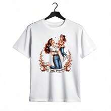 Tops para mujer de algodón casual y linda para mujer con estampado de Mi Pequeña Princesa, manga corta regular, cuello redondo, perfecta para vacaciones en la playa y uso diario informal. un regalo maravilloso para amigas, familiares o madres. El hermoso patrón floral perfecto para una madre hermosa. - Blanco - Ver 1