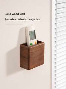 1pc Wall-Mounted Storage Box With Bottom Charging Port, Minimalist Rectangular Wall-Mounted Phone, Scissors And Small Items Organizer, Perfect For Living Room, Bedroom, Office And Home Gift - Coffee Brown - View 7