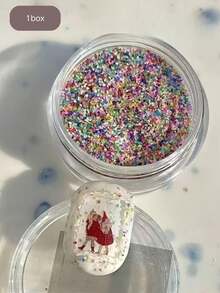 1盒韩式ins风短指甲珠子氛围材质，糖果粉混合粉，水磨石粉，针织美甲配件，沙龙同款，精致百搭 - 彩色 - 查看 4