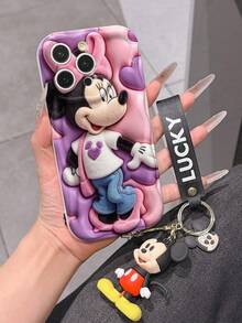 Disney Minnie Mouse Phone Case With Minnie Charm And Minnie Lanyard - Cute Minnie Protective Case With Denim Outfit And Purple Heart Background Design, Equipped With Delicate Minnie Decorative Lanyard And Beaded Bracelet For Easy Carrying, Compatible With IPhone 17, 16, 15, 14, 13, 12, 11 Pro Series, Ideal For Birthdays, Holidays, Anniversaries, Graduation Gifts, Or Any Special Occasion To Surprise Family, Friends, Classmates, And Loved Ones. - 白色 - 查看 5