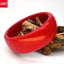 GNIT 3件組/2件組/1件組透明樹脂手環，閃亮多幾何設計，復古風格，度假時尚聲明手鐲，透明粗款珠寶配件 - 紅.紅.透塊 - 查看 4