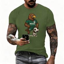de Comercio Exterior 2026: Camiseta de Manga Corta de Algodón Puro con Estampado de la Mascota de la Copa Mundial para Hombres y Mujeres, Camisa Deportiva Casual Holgada - Blanco - Ver 4