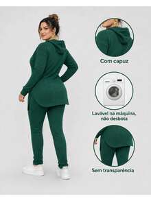 Women's Autumn/Winter Cold Weather Set In Lightweight Fleece, Sizes Gg G1 - Dark Green - View 5