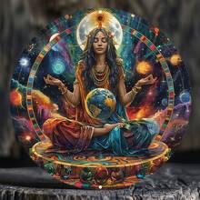 1 Vintage Gaia Earth Meditation Mandala| Aluminum Wall Art, 8.0inch X 8.0inch, Durable, Waterproof, Fade-Resistant, Easy To Install, Suitable For Home Decoration, Meaningful Gift - 1PC - 查看 3