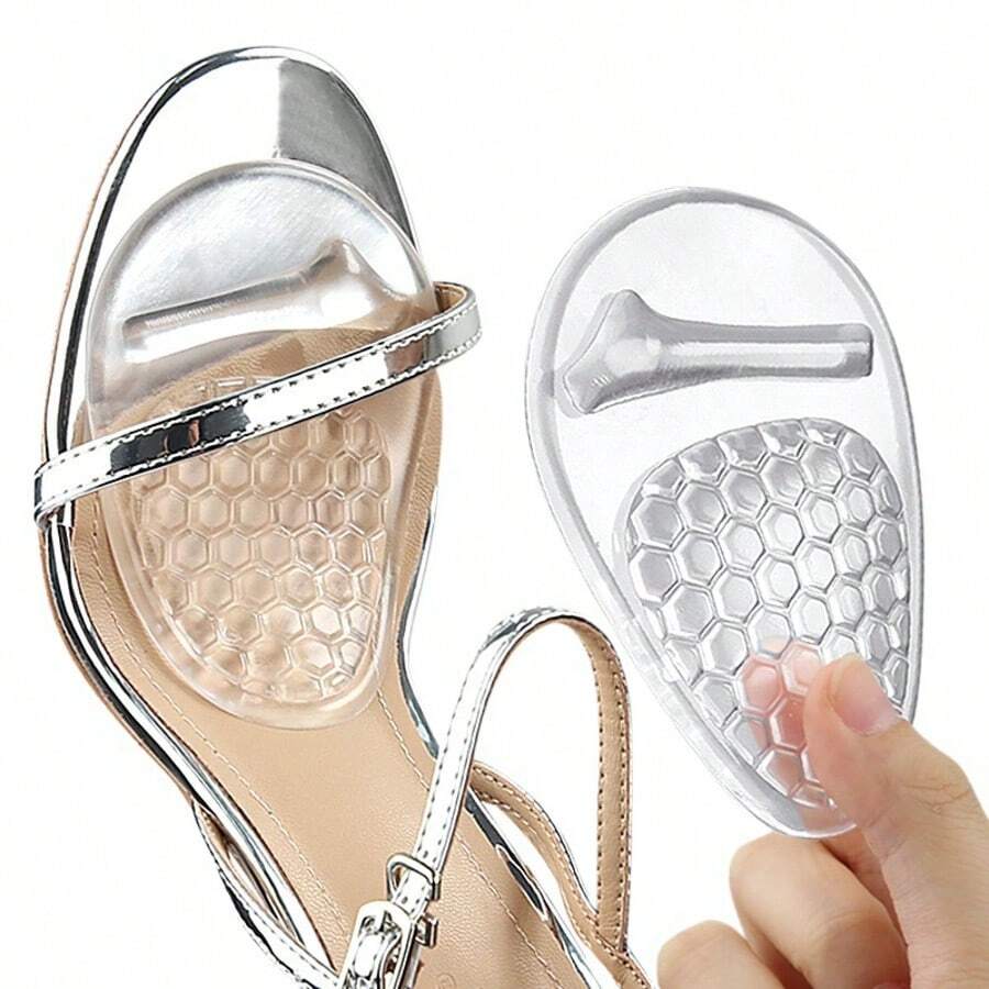 1 Cặp miếng lót gót chân bằng gel hình tổ ong, miếng đệm chống trượt cho giày cao gót - Trong sáng - Xem 1