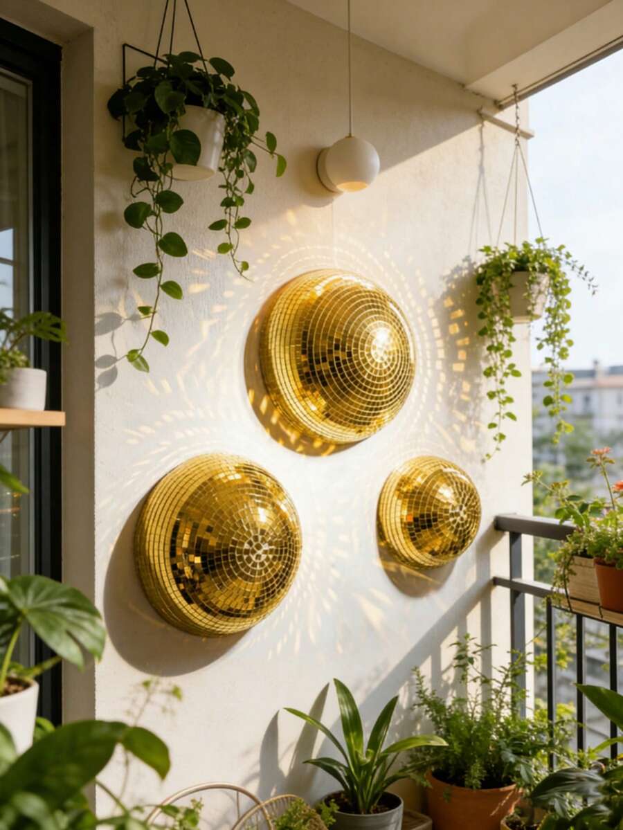 Bộ 3 quả cầu disco trang trí tường, hình bán cầu sáng bóng 4/6/8 inch, thích hợp cho trong nhà, sân, vườn, tiệc tùng, đám cưới và các lễ kỷ niệm tại nhà.