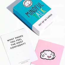 Mindful Talk 50 Mindfulness Reflection Prompt Question Cards, Intimate Communication Conversation Tabletop Game, Portable Mini Leisure Toy For Daily Break Family Night Couple Date Holiday Indoor Gathering Entertainment - Multicolor - View 3