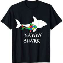 1 pieza de camiseta inspiradora con diseño de pieza de rompecabezas Daddy Shark para concientización sobre el autismo, para mujer, para hombre, camiseta de regalo, camisetas a juego para la familia, estilo casual, unisex, camiseta para fiestas, tallas S-5XL, 100% algodón, negro, 180g, 100% algodón, todos los diseños están impresos. Unisexo. - Negro 1 - Ver 7