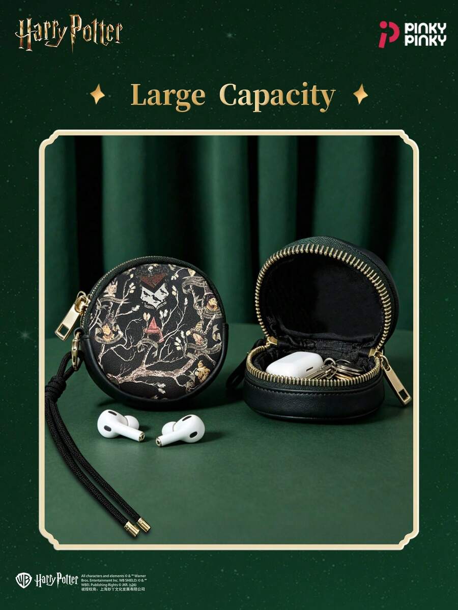 Harry Potter Coin Purse Black Family Zipper Mini Bag Earphone Case Pouch Vintage Key Pouch For Christmas Halloween Birthday Party Gift