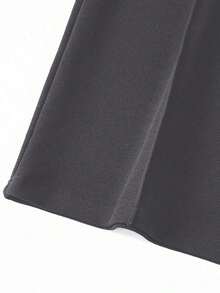 Pantalones anchos de cintura alta de unicolor de uso casual para mujeres - Gris Oscuro - Ver 5